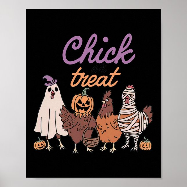 Poster Chick Ou Traitez Halloween Drôle Pour Les Amateurs (Devant)