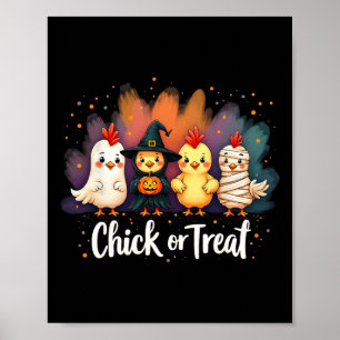 Poster Chick Ou Treat Drôle Halloween Cute Chicken Costum