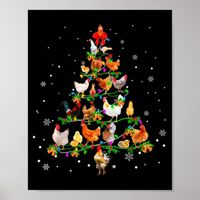 Poster Chicken Christmas Tree Ornament Decor Xmas  (Devant)