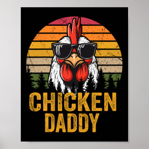 Poster Chicken Papa Rooster Vintage Pour Papa Farmer Fath