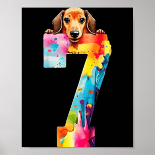 Poster Chien 7 Ans Anniversaire Teckel