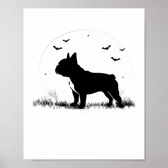 Poster Chien à Chien à Chien - Halloween Lune Silhouette  (Devant)