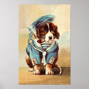 Poster Chien à voile vintage