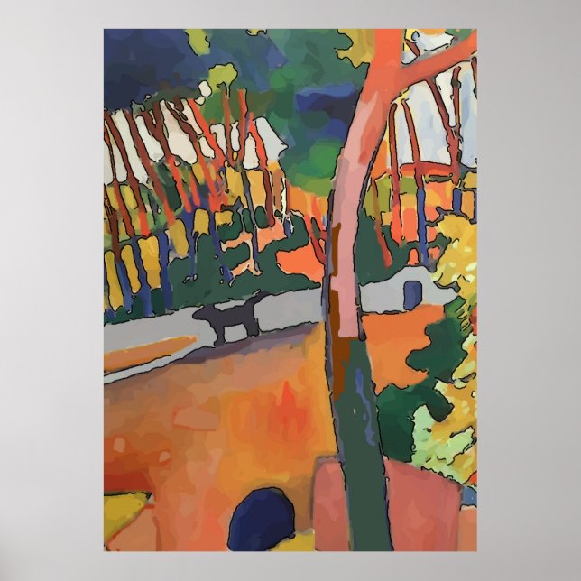 Poster Chien Abstrait sur le pont (Devant)