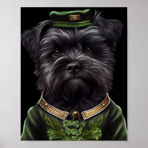 Poster Chien Affenpinscher en Robe de la Saint Patrick