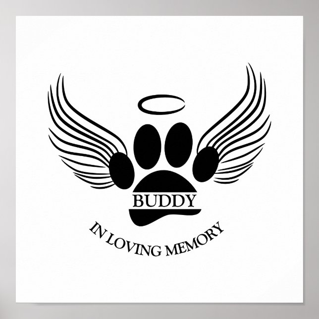 Poster Chien Animal Angel Wings Memorial Nom personnalisé (Devant)