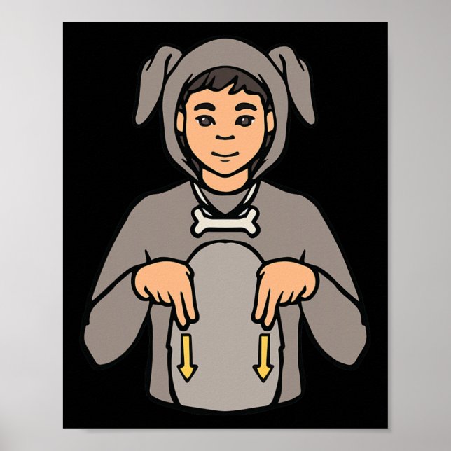 Poster Chien Animal ASL geste de la main Perte auditive S (Devant)