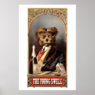 Poster Chien Antique Avec Monocle