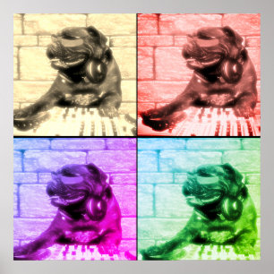 Poster Chien art musical quatre image scindé