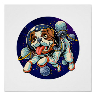 Poster Chien astronaute, chien spatial