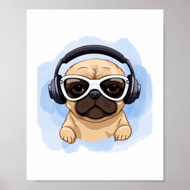 Poster Chien avec casque 2 (Devant)