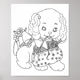 Poster Chien avec crochet aiguille page de coloriage de f