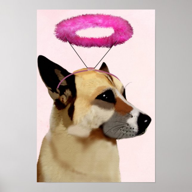 Poster Chien avec Halo rose (Devant)