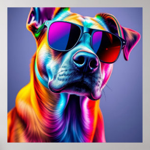 Poster Chien avec lunettes de soleil
