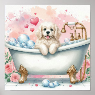 Poster Chien Bain Mousseux