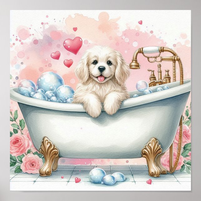 Poster Chien Bain Mousseux (Devant)