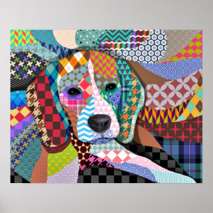 Poster Chien beagle 161 Motifs multicolores