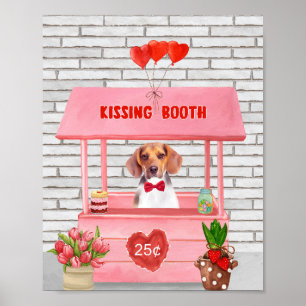 Poster Chien beagle Valentine's Day Kissing Booth