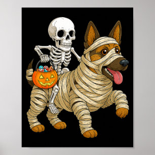 Poster Chien berger allemand de squelette montant une mom