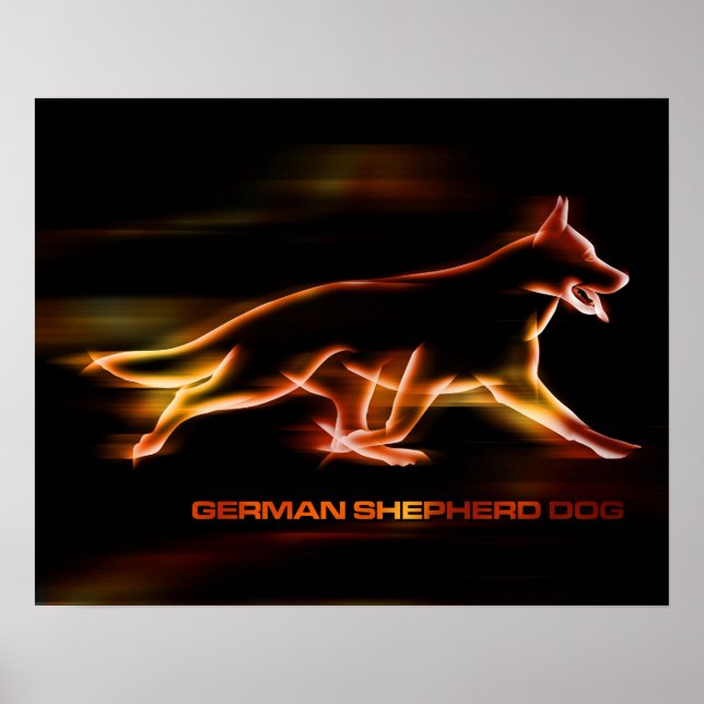 Poster Chien berger allemand - poésie en mouvement (Devant)