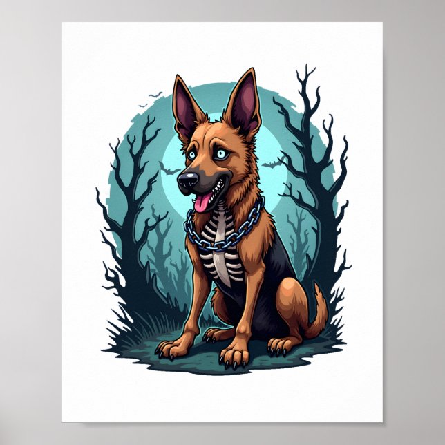Poster Chien berger de squelette (Devant)