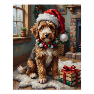 Poster Chien Bernedoodle adorable avec un chapeau de Père