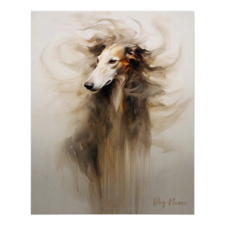 Poster Chien Borzoi au vent 005 - Yacobsen Derosana