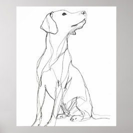 Poster Chien Canine ligne minimaliste art III
