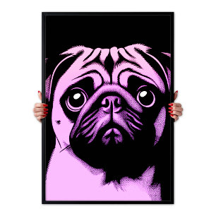 Poster Chien Carlin Coloré Pop Art Moderne Chic Drôle Est