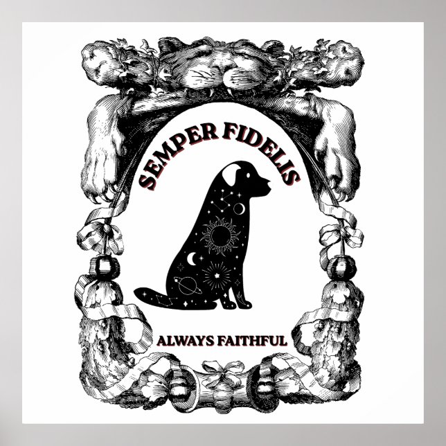 Poster Chien céleste vintage Semper Fidelis (Devant)