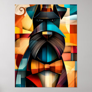 Poster Chien Charmant – Gentleman Cubiste en Nœud Papillo