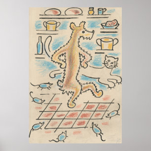 Poster Chien, chat et souris