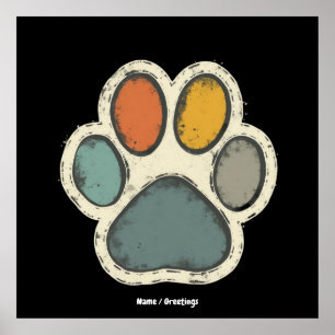 Poster Chien Chien Chien Empreinte de patte Conception de