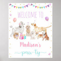 Chien Chien rose Fille Paw-ty Anniversaire Bienven