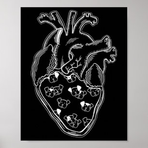 Poster Chien Chiens Coeur Anatomie Style tatouage