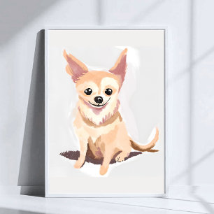 Poster Chien Chihuahua Eau-forte d'art de chiot animal