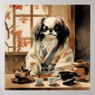 Poster Chien chinois japonais accueillant une cérémonie d