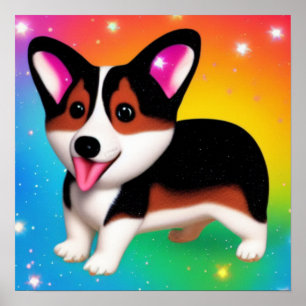 Poster Chien chiot de Corgi drôle