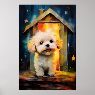 Poster Chien chiot fantaisiste du Havanais