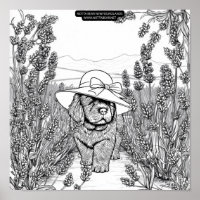 Chien chiot Terre-Neuve dans un champ de fleurs de