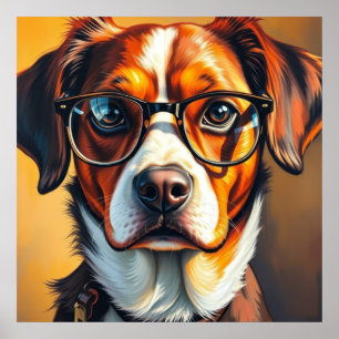 Poster Chien Cool avec Lunettes de Soleil