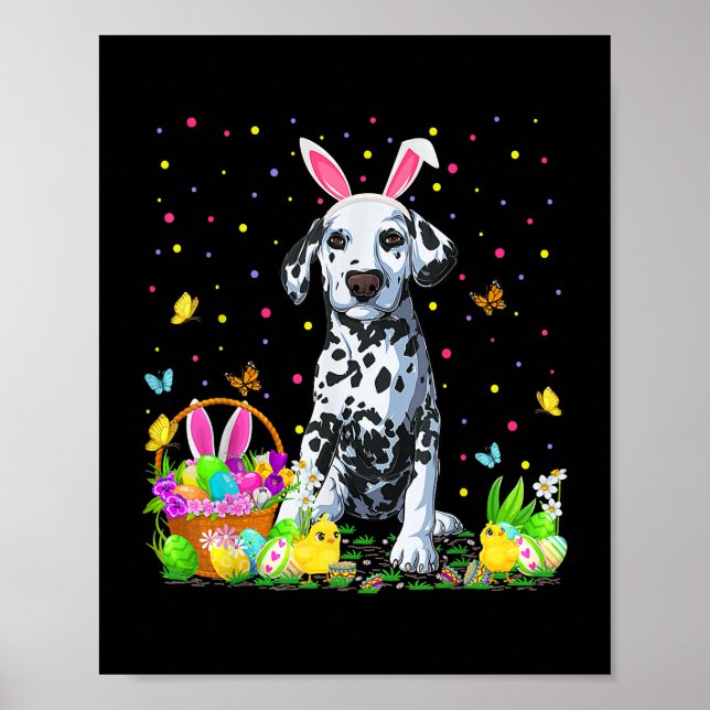 Poster Chien dalmate Chasse aux oeufs de Pâques Dalmatien (Devant)