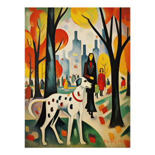 Poster Chien dalmate marchant dans le parc 02 - Madeleine