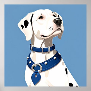Poster Chien Dalmatien Avec Collier Bleu