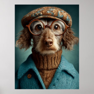 Poster Chien Dapper en hiver porter