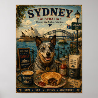 Poster Chien de berger australien à Sydney Art de voyage
