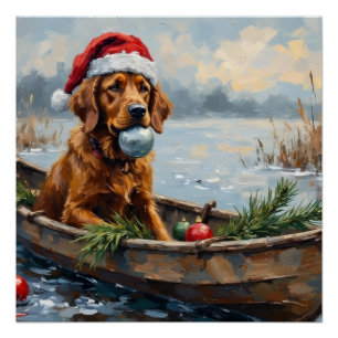 Poster Chien de chasse de Noël Retriever de la baie de Ch