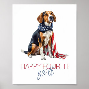 Poster Chien de chasse patriote personnalisé du 4 juillet