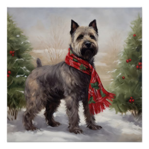 Poster Chien de Chesapeake à Noël de neige
