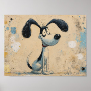 Poster Chien de dessin animé drôle – Art de chien mignon